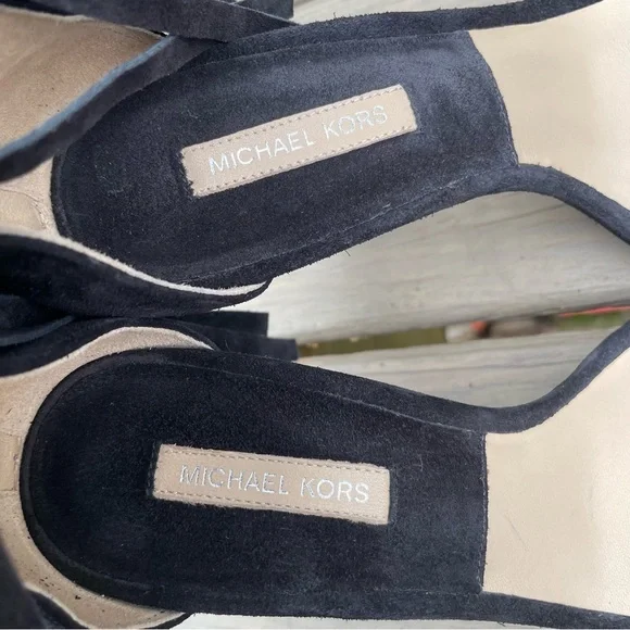 Michael Kors Daphne Black Fringe Platform Open Toe Stiletto Sandals Shoes 39.5 - Picture 14 of 16